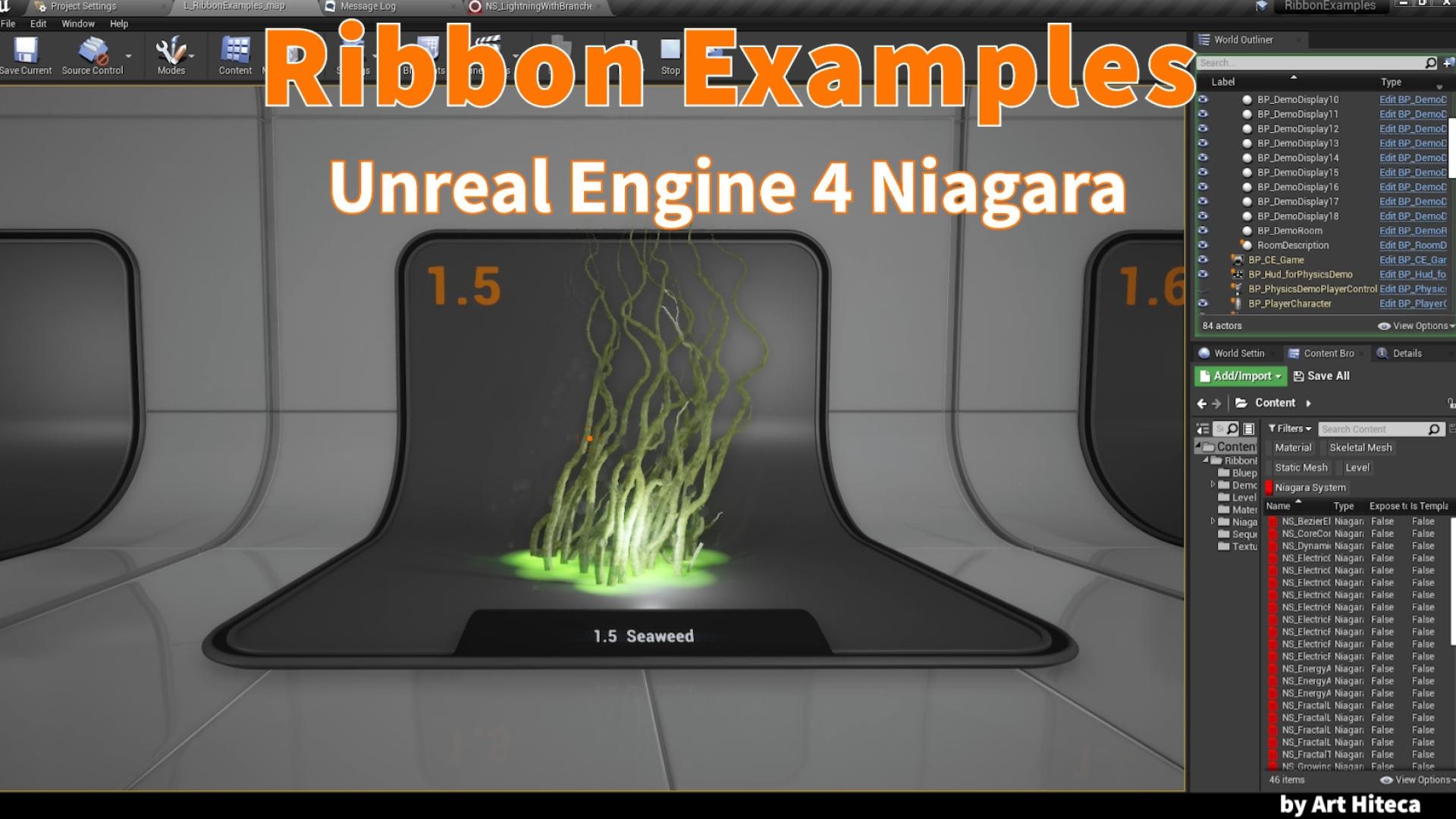 Niagara Ribbon examples in Visual Effects UE Marketplace